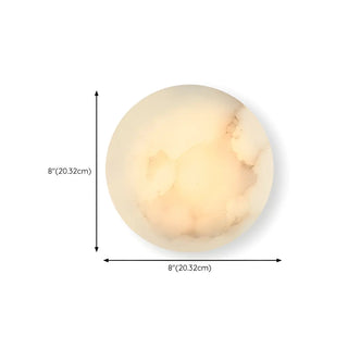 Elegant Round Alabaster Beige Wall Sconce for Bedroom Zawala #size
