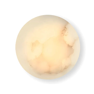 Elegant Round Alabaster Beige Wall Sconce for Bedroom Zawala Image - 5