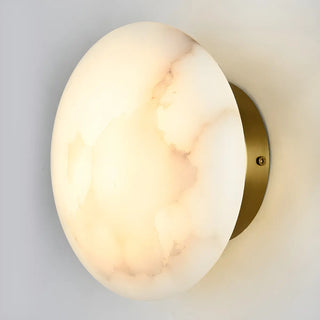 Elegant Round Alabaster Beige Wall Sconce for Bedroom Zawala Image - 6