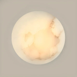 Elegant Round Alabaster Beige Wall Sconce for Bedroom Zawala Image - 7