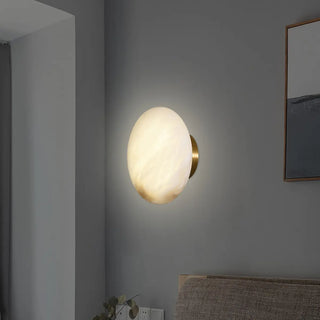 Minimalist Geometric White Alabaster Wall Sconce Zawala Image - 1