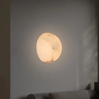 Minimalist Geometric White Alabaster Wall Sconce Zawala Image - 2