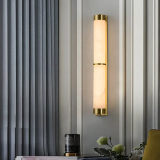 Contemporary Alabaster Gold Tube White Bedroom Wall Lamp Zawala Image - 2