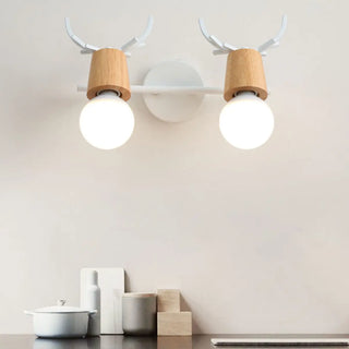 2-Light Black Decorative Antlers Vanity Wall Light Zawala Image - 1