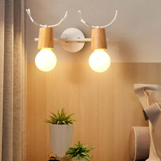2-Light Black Decorative Antlers Vanity Wall Light Zawala Image - 4
