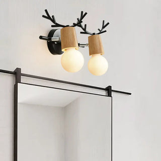 2-Light Black Decorative Antlers Vanity Wall Light Zawala Image - 5