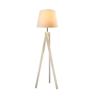 White Barrel Modern Tripod Wooden LED Floor Lamp Zawala Image - 4
