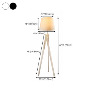 White Barrel Modern Tripod Wooden LED Floor Lamp Zawala #size