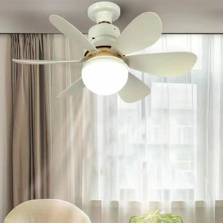 Modern White Shade 5 Blades Ceiling Fan with Light Zawala Image - 1
