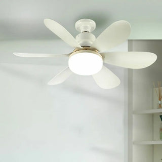 Modern White Shade 5 Blades Ceiling Fan with Light Zawala Image - 2