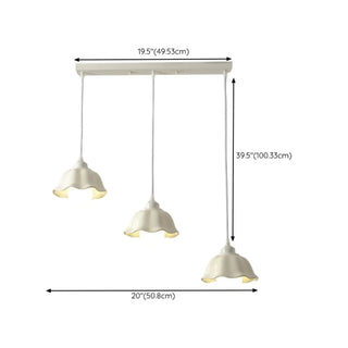 ZOWALA - White Flower 3-Light Kitchen Island Hanging Light Image - 11