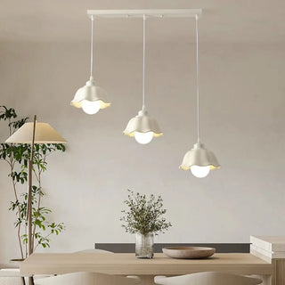 ZOWALA - White Flower 3-Light Kitchen Island Hanging Light Image - 2