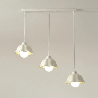 ZOWALA - White Flower 3-Light Kitchen Island Hanging Light Image - 5