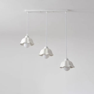 ZOWALA - White Flower 3-Light Kitchen Island Hanging Light Image - 6