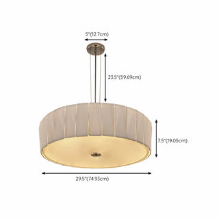 ZOWALA - White Ceramics Living Room Adjustable Height Drum Chandelier Image - 11