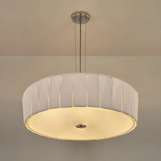 ZOWALA - White Ceramics Living Room Adjustable Height Drum Chandelier Image - 4