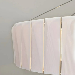 ZOWALA - White Ceramics Living Room Adjustable Height Drum Chandelier Image - 8