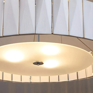 ZOWALA - White Ceramics Living Room Adjustable Height Drum Chandelier Image - 9