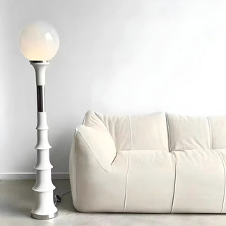 White Modern Geometric Globe Metal LED Floor Lamp Zawala Image - 10