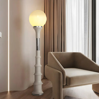 White Modern Geometric Globe Metal LED Floor Lamp Zawala Image - 11
