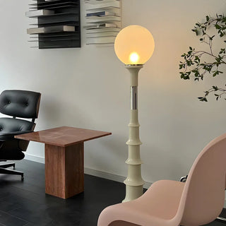 White Modern Geometric Globe Metal LED Floor Lamp Zawala Image - 12