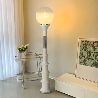 White Modern Geometric Globe Metal LED Floor Lamp Zawala Image - 3