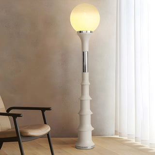 White Modern Geometric Globe Metal LED Floor Lamp Zawala Image - 4