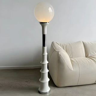White Modern Geometric Globe Metal LED Floor Lamp Zawala Image - 7