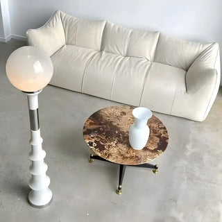 White Modern Geometric Globe Metal LED Floor Lamp Zawala Image - 9
