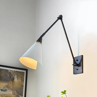 Industrial Black Cone Metal Swing Arm Wall Sconce Zawala Image - 1