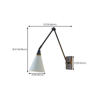 Industrial Black Cone Metal Swing Arm Wall Sconce Zawala Image - 14