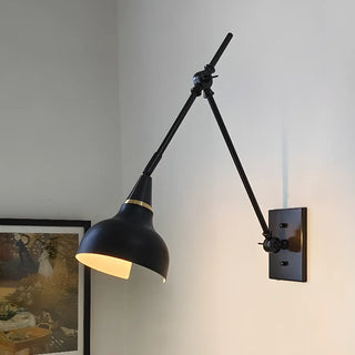 Industrial Black Cone Metal Swing Arm Wall Sconce Zawala Image - 2