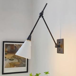 Industrial Black Cone Metal Swing Arm Wall Sconce Zawala Image - 3