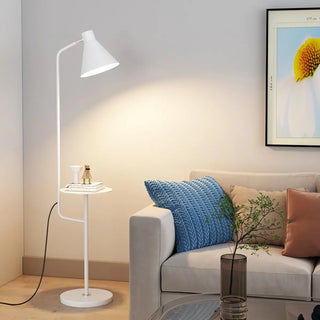 ZOWALA - Contemporary White Cone Floor Lamp with Side Table Image - 1
