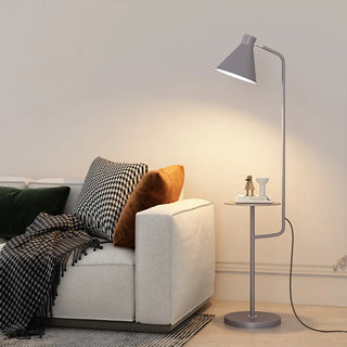ZOWALA - Contemporary White Cone Floor Lamp with Side Table Image - 10