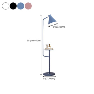 ZOWALA - Contemporary White Cone Floor Lamp with Side Table #size