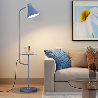 ZOWALA - Contemporary White Cone Floor Lamp with Side Table Image - 2