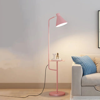 ZOWALA - Contemporary White Cone Floor Lamp with Side Table Image - 3