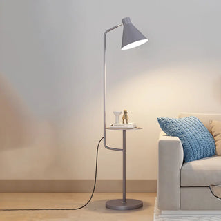 ZOWALA - Contemporary White Cone Floor Lamp with Side Table Image - 4
