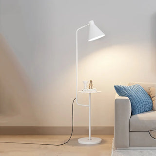 ZOWALA - Contemporary White Cone Floor Lamp with Side Table Image - 5