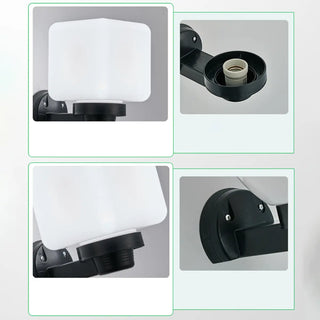 Contemporary White Square Glass Outdoor Wall Sconce Zawala Image - 16