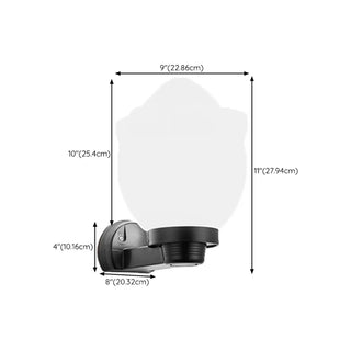 Contemporary White Square Glass Outdoor Wall Sconce Zawala #size