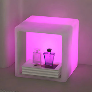 ZOWALA - Stylish Modern White Square Floor Lamp with Storage Image - 4