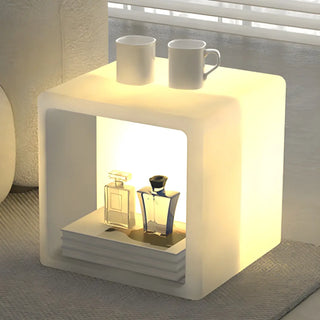 ZOWALA - Stylish Modern White Square Floor Lamp with Storage Image - 5