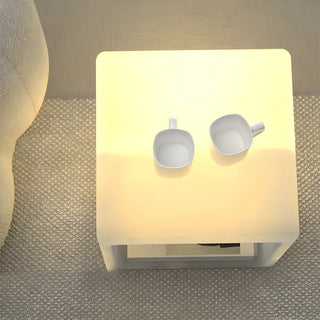 ZOWALA - Stylish Modern White Square Floor Lamp with Storage Image - 7