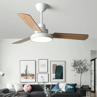 Modern Wood 3 Blades Standard Remote Ceiling Fan Light Zawala Image - 1