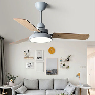 Modern Wood 3 Blades Standard Remote Ceiling Fan Light Zawala Image - 2