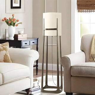 Minimalist White Cylinder Metal Modern Floor Lamp Zawala Image - 6