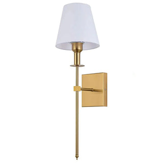 Simple White Fabric Cylinder Gold Metal Wall Sconce Zawala Image - 8