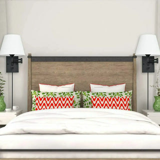 Bedroom Fabric Shade Black Swing Arm Wall Sconce Zawala Image - 2